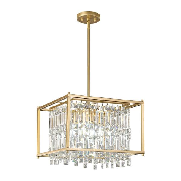 ZHLWIN Home Lighting 60W 4-Light Gold Crystal Square Farmhouse