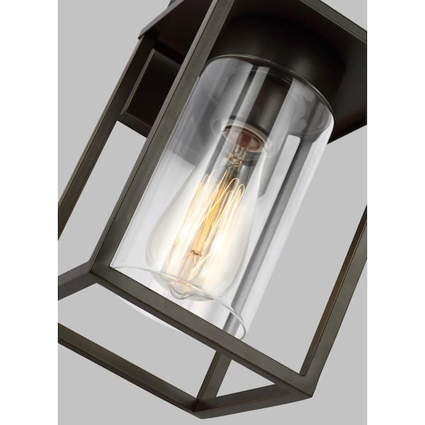 Generation Lighting - Vado Small 1-Light Antique Bronze Hardwired Outdoor Wall Lantern Sconce with Clear Glass Shade