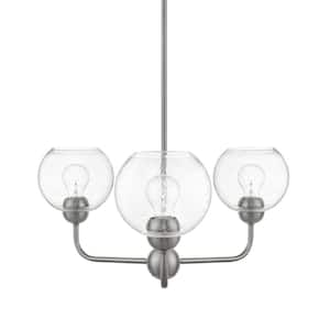 Jill 3-Light Brushed Nickel Chandelier with Clear Seeded Glass Shade