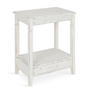 Idabelle 22 in. White Rectangle MDF Top End Table