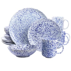 Martha Stewart 16 Piece Stoneware Dinnerware Set in Speckled Blue Service for 4