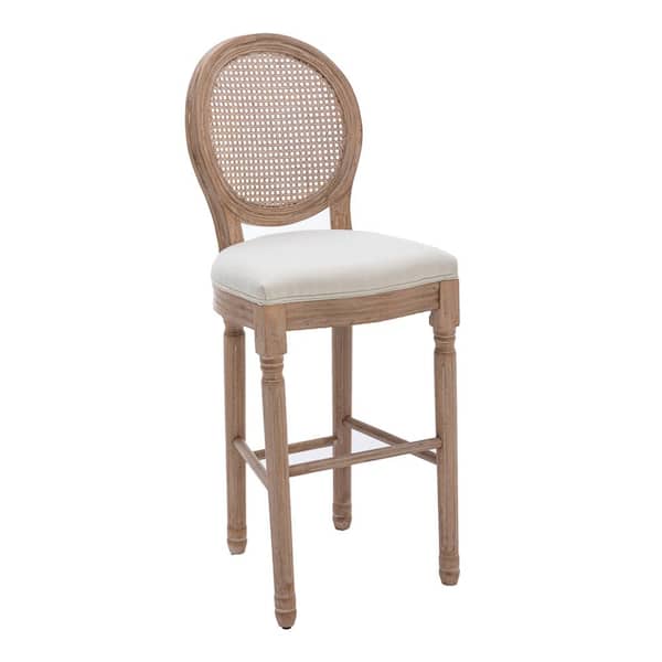 Wood Frame Linen Fabric French Country, French Cane Bar Stools