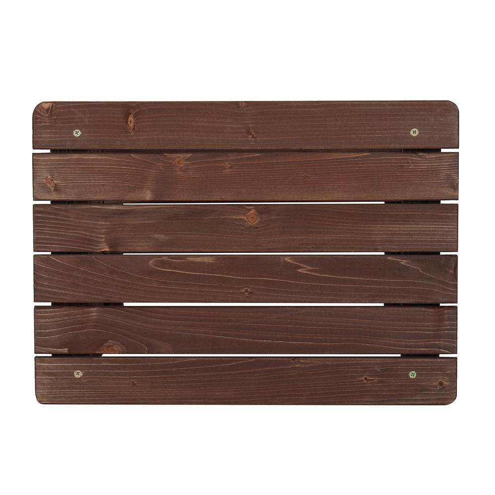 Light Brown Fir Wood Rectangular Outdoor End Table