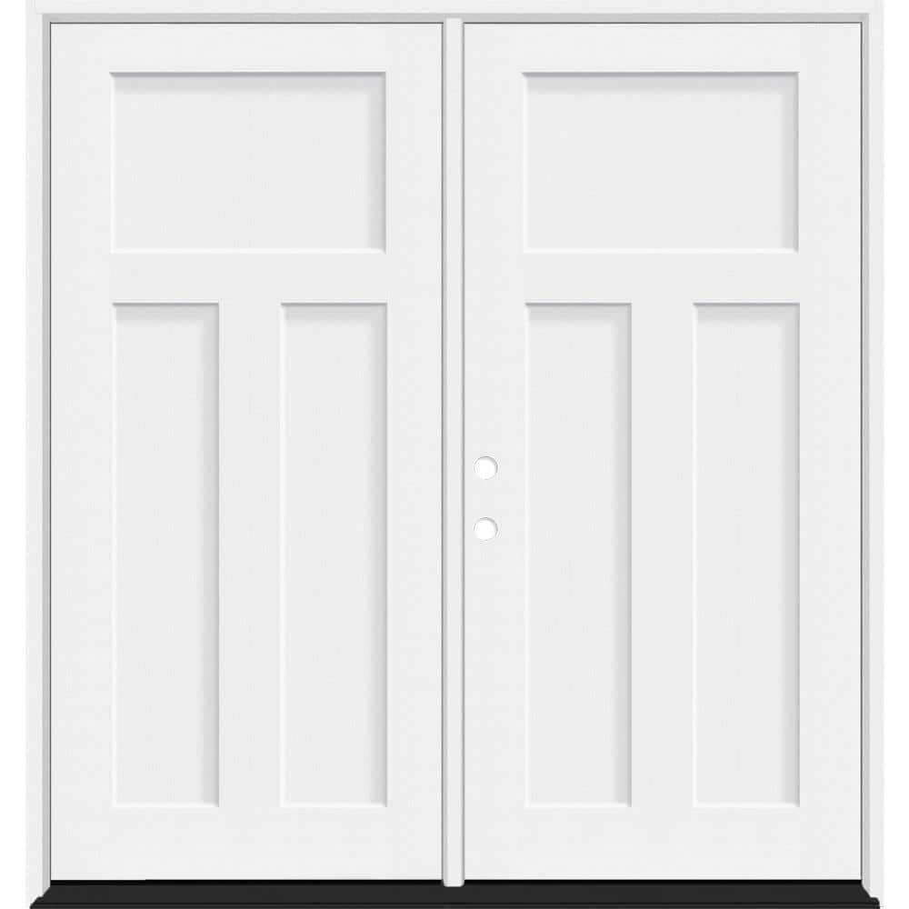 Legacy 68 in. x 80 in. 3-Panel Craftsman RHIS Unfinished White Fiberglass Double Prehung Front Door 6-9/16 Jamb price history on PriceWatchPro