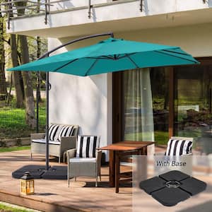 8.2 ft. Square Cantilever Patio Umbrellas With Base in Lake Blue