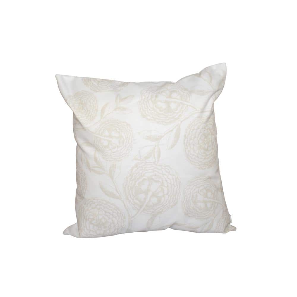 White Antique Flowers Floral Print Throw Pillow PFN493WH1IV2-16 - The ...