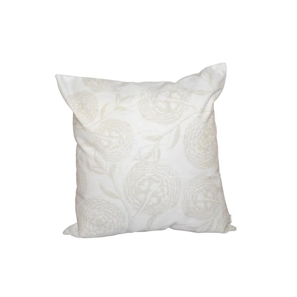Unbranded White Antique Flowers Floral Print Throw Pillow