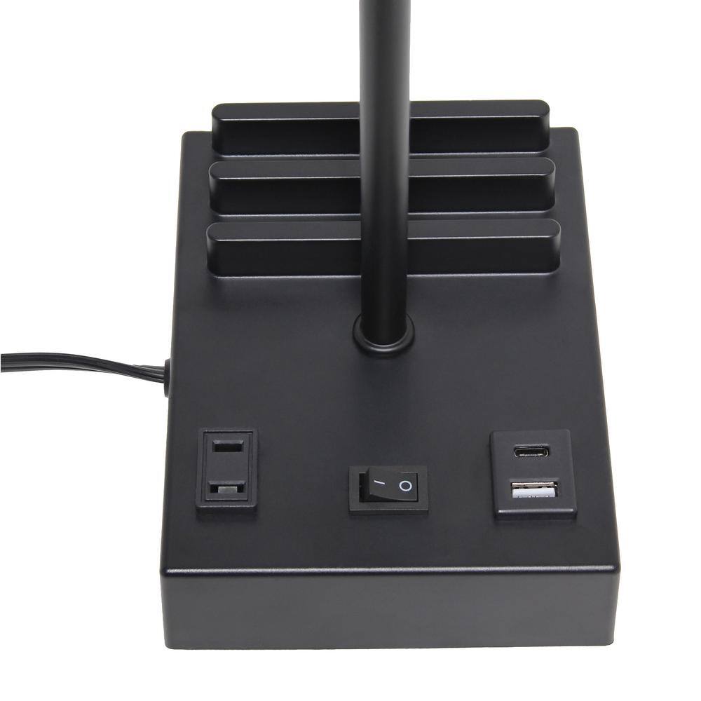 15.3" Black and White Adjustable Nightstand Lamp with USB Ports