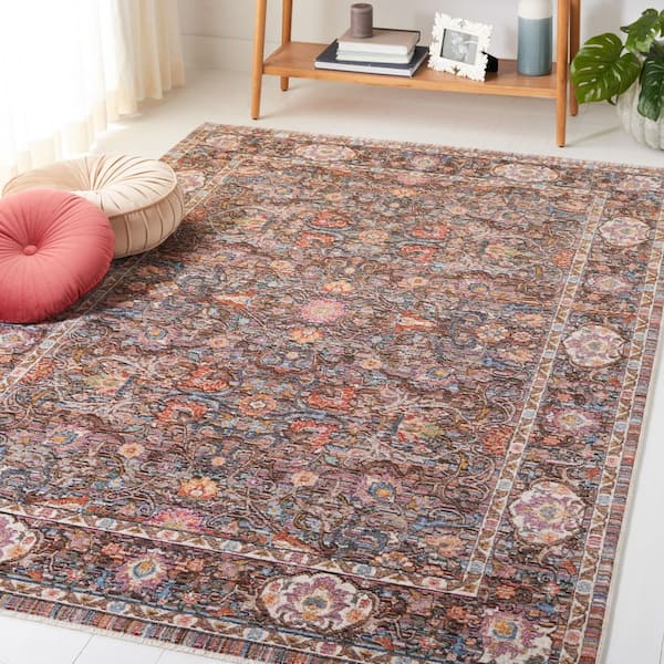 Crimson 5 ft. x 7 ft. Beige/Blue Oriental Floral Area Rug