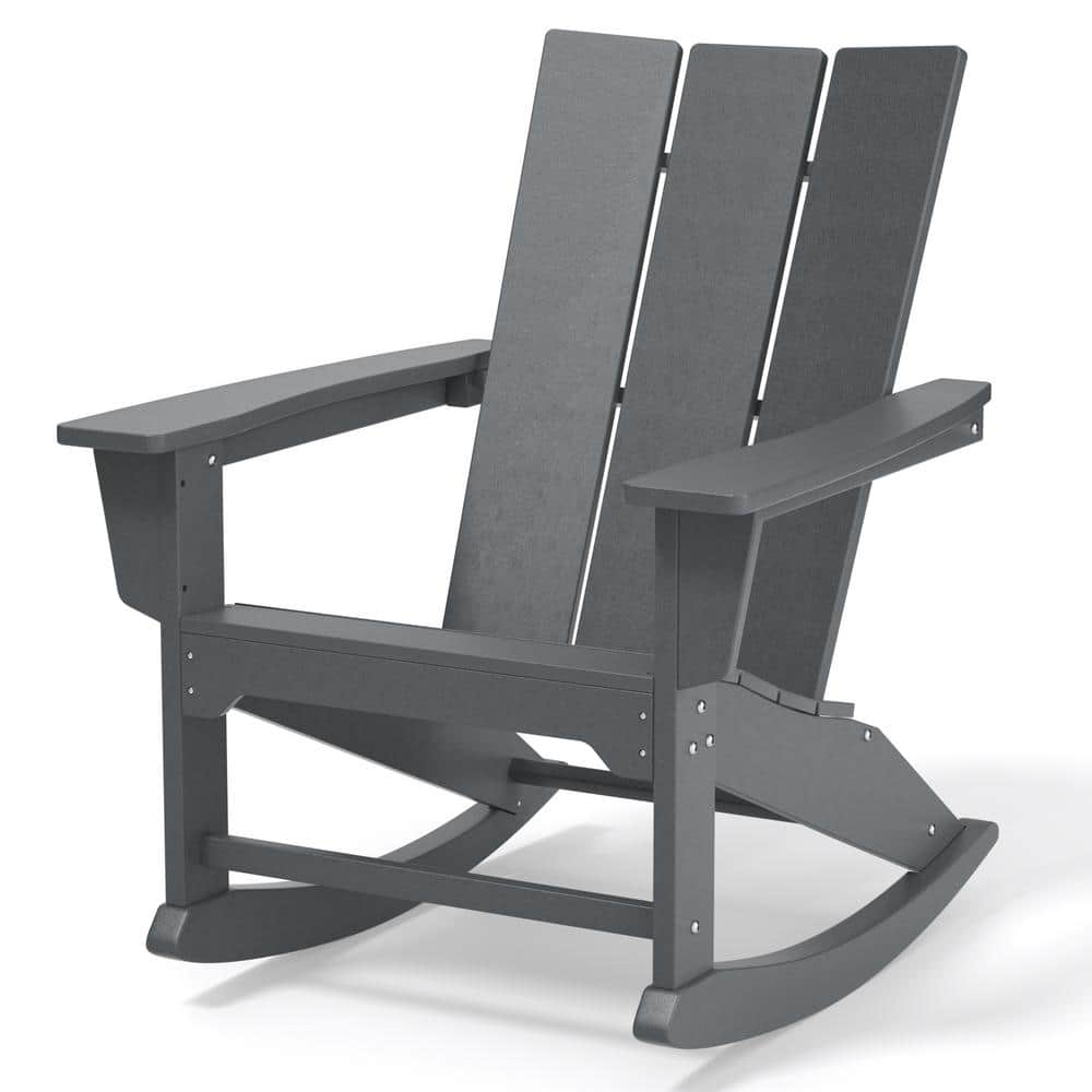 Cesicia Gray Plastic Outdoor Rocking Chair JinxRCHAIR07 The Home Depot   Outdoor Rocking Chairs Jinxrchair07 64 1000 