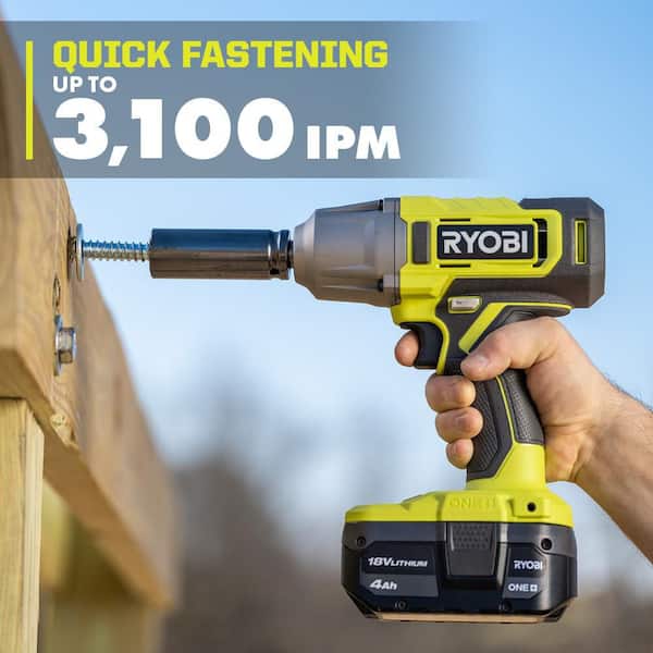 RYOBI ONE+ 18V Lithium-Ion Starter Kit with Ah Battery, Ah Battery,  Charger and FREE ONE+ Cordless 1/2