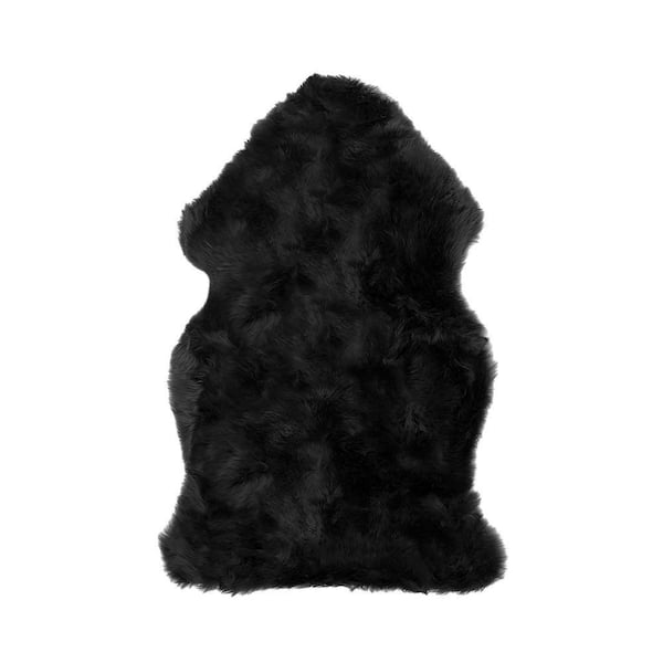 New Zealand Black 2 ft. x 3 ft. Single Sheepskin Area Rug