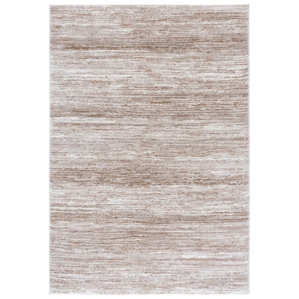 Northport 9 ft. x 12 ft. Taupe/Ivory Striped Distressed Area Rug