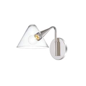 Isabella 1-Light Polished Nickel Wall Sconce with Clear Shade