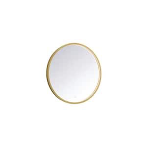 Timeless Home 24 in. W x 24 in. H Modern Round Aluminum Framed LED Wall Bathroom Vanity Mirror in Brass