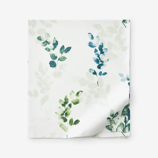 The Company Store Legends Hotel Deco Leaf White Multi Sateen Full Flat Sheet