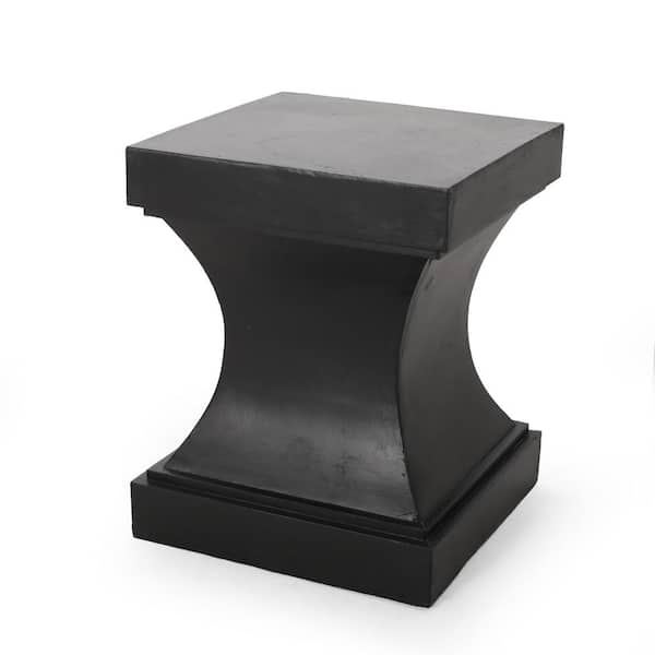 Zeus & Ruta 17 in. x 17 in. x 21 in. Modern Stylish Outdoor Black Side Table for Porch, Balcony, Lawn