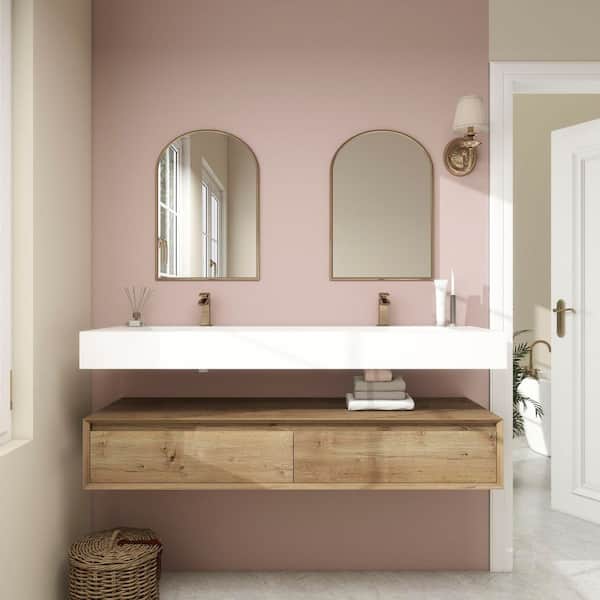 BV Better Vanity Alysa 59 in. W. x 20 in. D x 23 in. H Double Sink Floating Bath Vanity in White Oak with White Acrylic Top