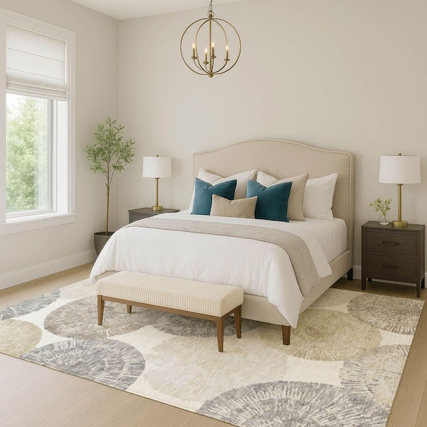 Chantille Machine Washable Indoor/Outdoor Abstract ACN2351 Linen 5 ft. x 7 ft. 6 in. Area Rug