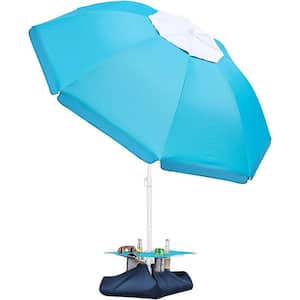 Beach Umbrella with Sand Bag and Cup Holder 6.5ft Beach Umbrella with Sand Anchor in New Turquoise with Cup Holder