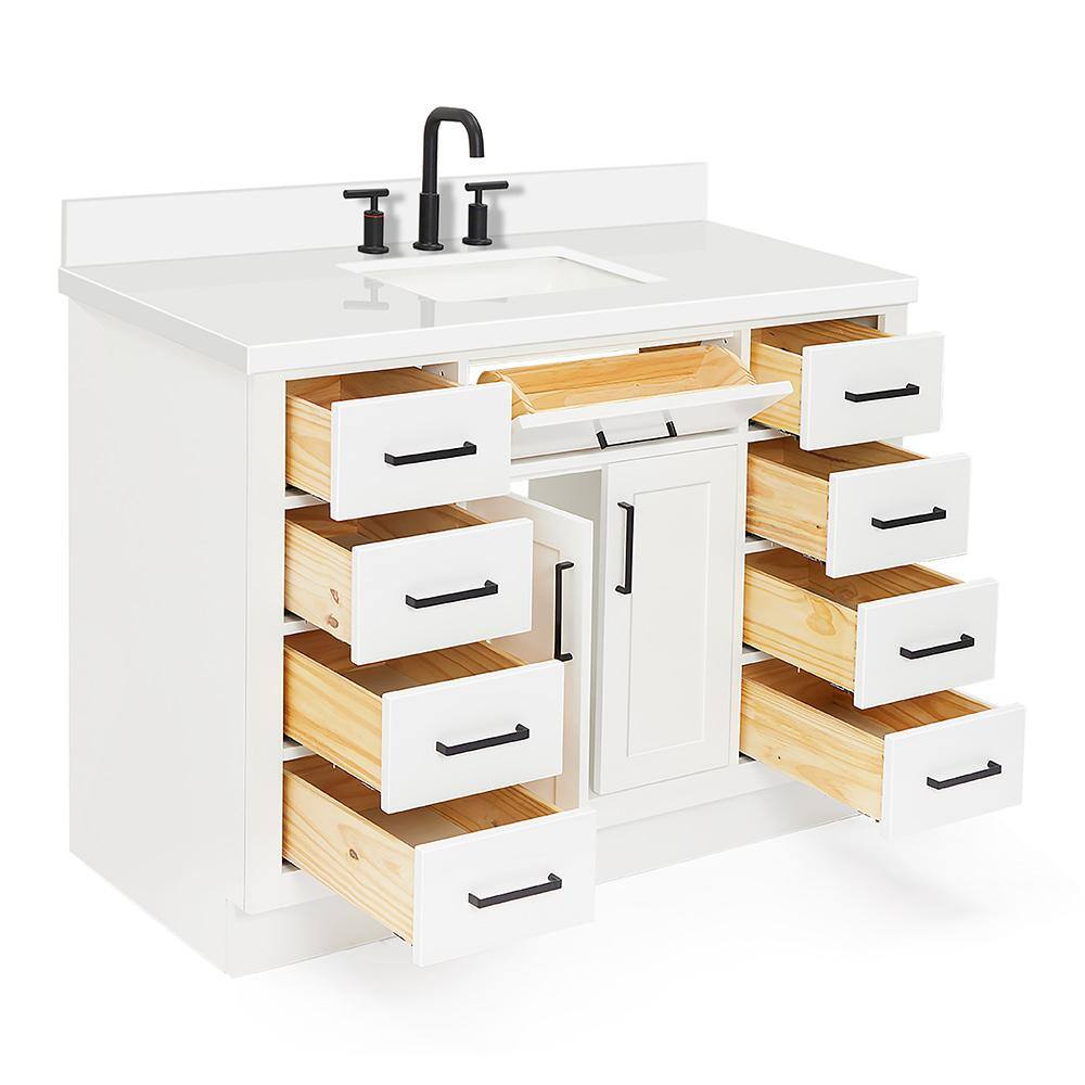 Hepburn 49" White Hardwood Freestanding Single Vanity Set