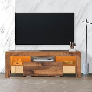 51.18 in. W Copper Wooden TV Stand with LED RGB Lights TV's up to 60 in.