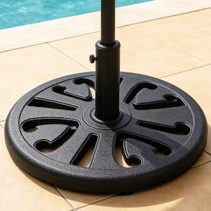 adams portobello resin patio umbrella base Outsunny Round Base, 26 lbs Umbrella Stand Base, Heavy Duty Patio Umbrella Holder for 1.3