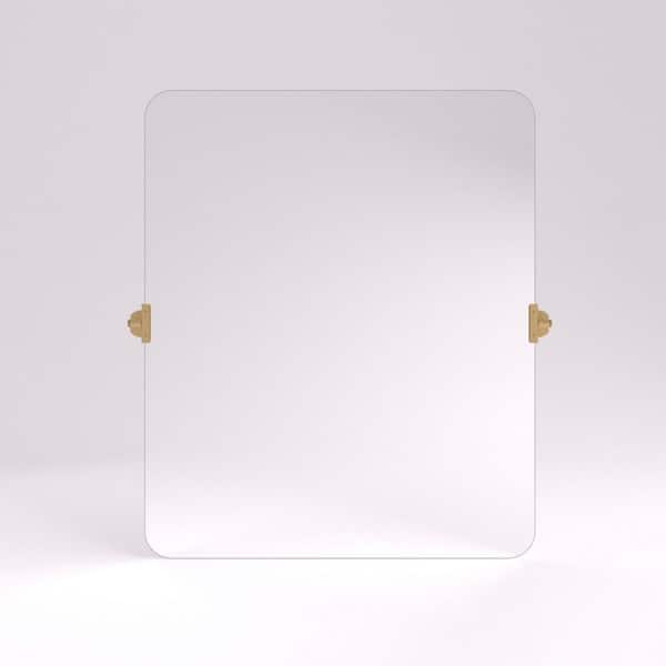 tydex Vectra 24 in. W x 36 in. H Rectangular Framed Tilt Wall Mount Bathroom Vanity Mirror in Brushed Gold