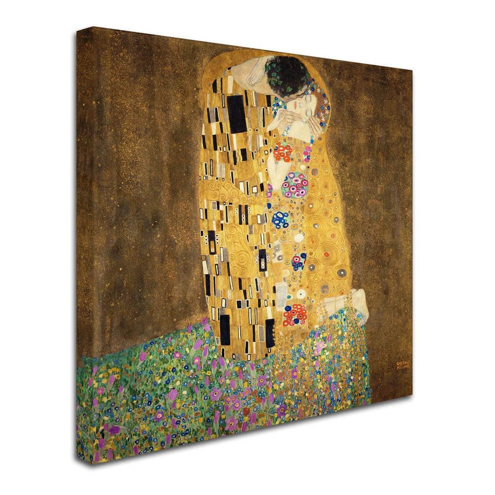 Gustav Klimt 'The Kiss' Golden Tones Abstract Canvas Art 24'' x 24''