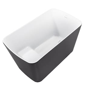 47 in. Acrylic Flatbottom Non-Whirlpool Freestanding Bathtub Contemporary Soaking Tub in Glossy White & Gray