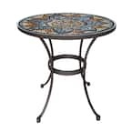 Mix and Match 28 in. Metal and Glass Mosaic Patio Bistro Table