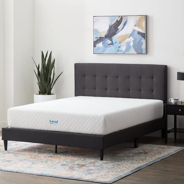 Lucid Comfort Collection 10in Firm Gel, Twin Bed Frame For Foam Mattress