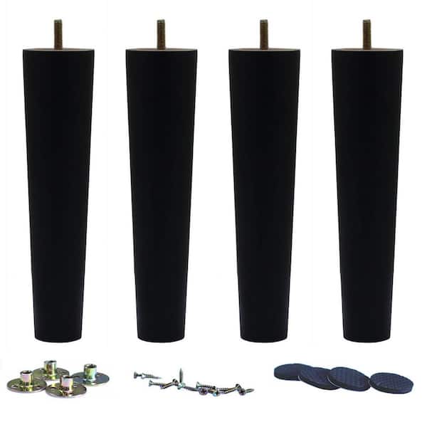 Angel Sar Black Round Solid Wood Instead of Sofa Legs (4-Pack)