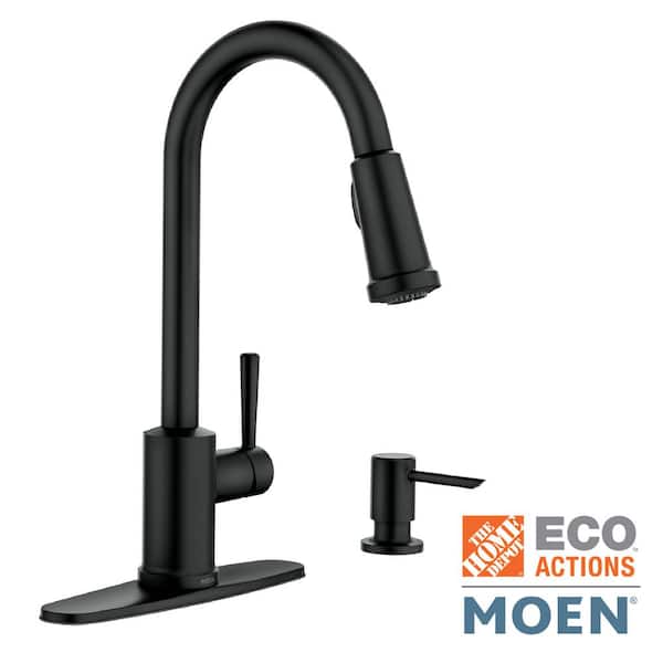 MOEN Indi Single-Handle Pull-Down Sprayer Kitchen Faucet with Reflex and Power Clean in Matte Black