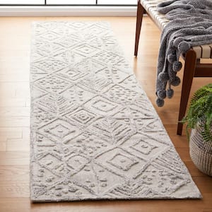 Textual Gray 2 ft. x 9 ft. Native American Runner Rug