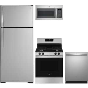 17.5 cu. ft. Counter Depth Refrigerator with 4 Burner Freestanding Gas Range and Dishwasher with 3rd Rack