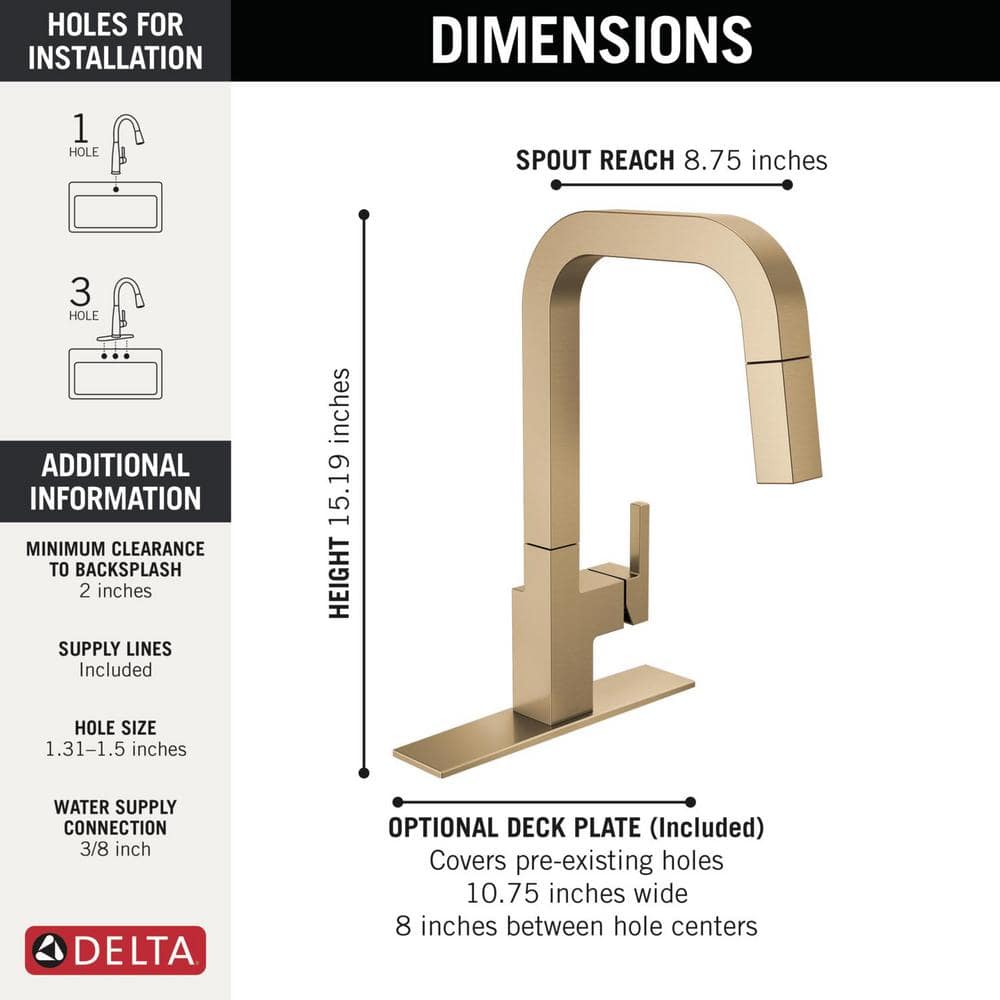 Champagne Bronze Single Handle Pull Down Kitchen Faucet