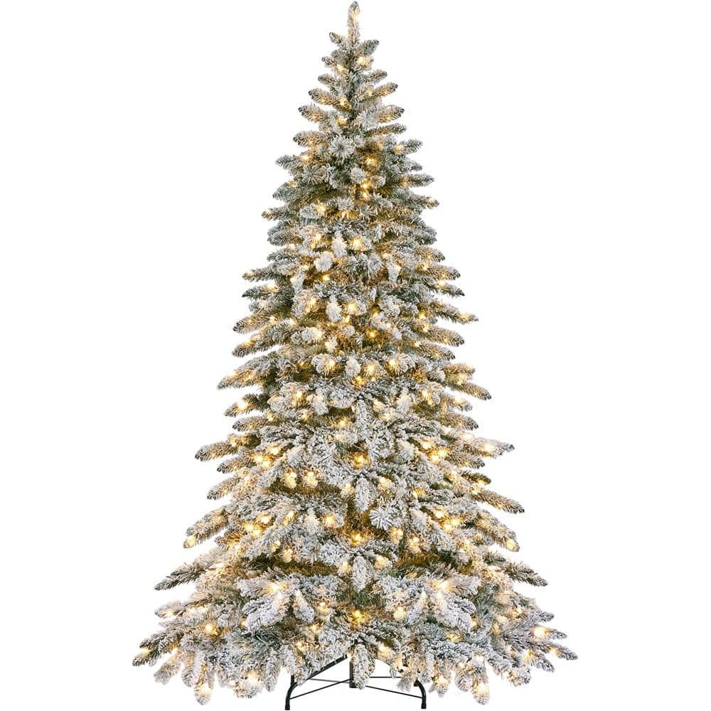 PreLit Snow Flocked Artificial Christmas Tree with Warm LED Lights price history on PriceWatchPro