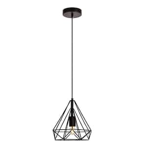 Timeless Home Jacey 1-Light Pendant in Black with 9.8 in. W x 9.3 in. H Shade