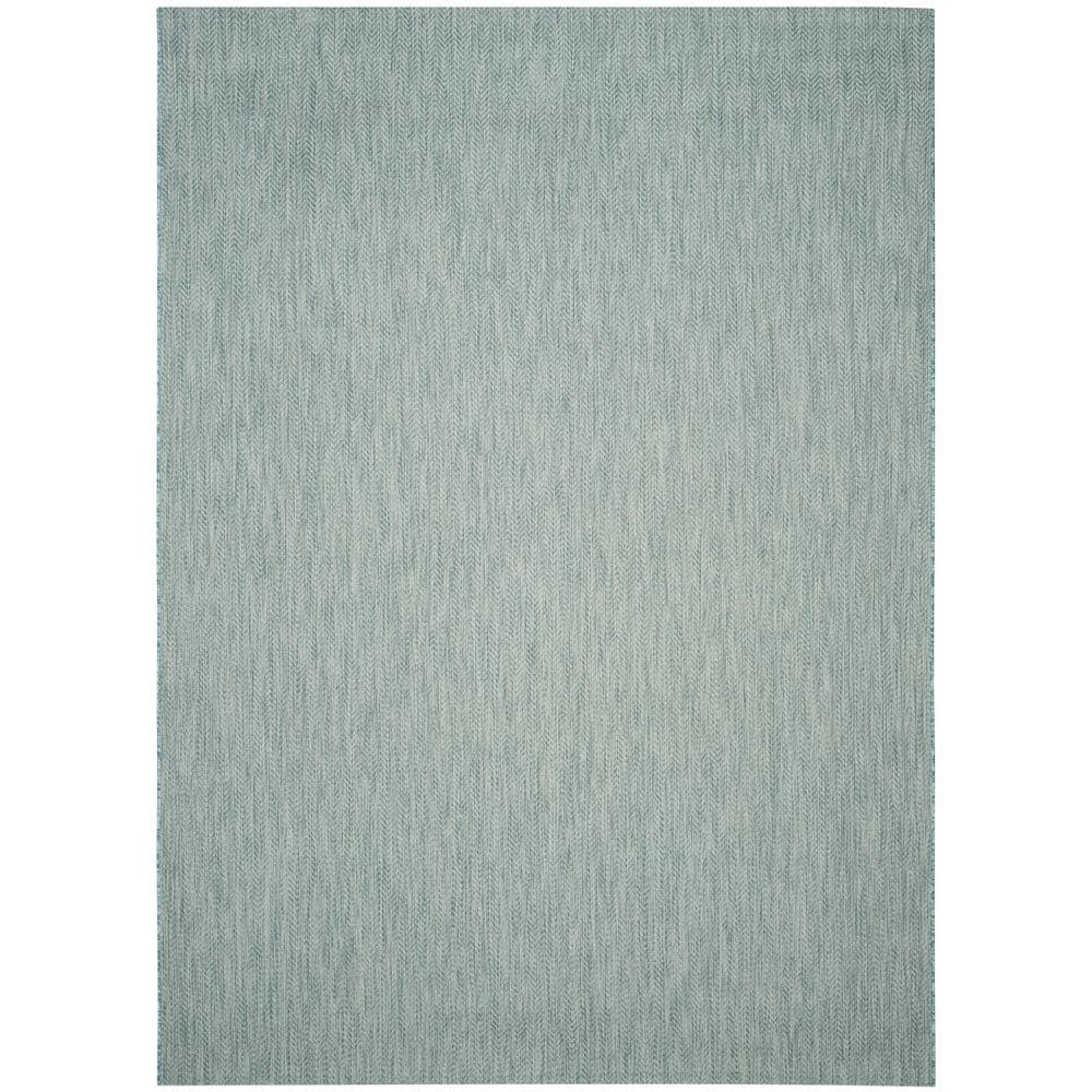 Courtyard Aqua/Gray 9 ft. x 12 ft. Geometric Indoor/Outdoor Patio  Area Rug price history on PriceWatchPro