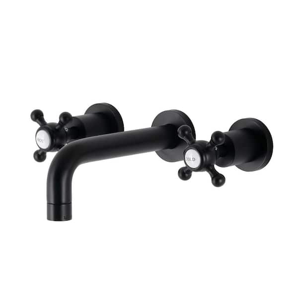 Kingston Brass Metropolitan 2-Handle Wall-Mount Bathroom Faucets in Matte Black