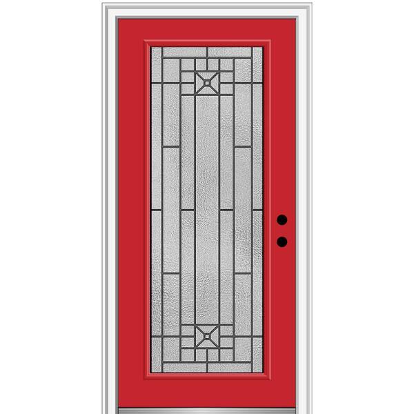MMI Door 32 in. x 80 in. Courtyard Left-Hand Full-Lite Decorative Painted Fiberglass Smooth Prehung Front Door, 4-9/16 in. Frame