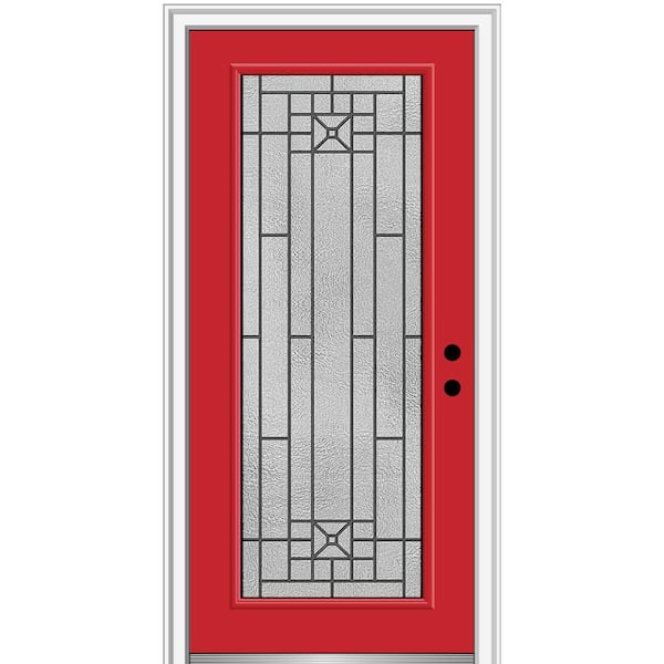 MMI Door 32 in. x 80 in. Courtyard Left-Hand Full Lite Decorative Painted Fiberglass Smooth Prehung Front Door, 6-9/16 in. Frame