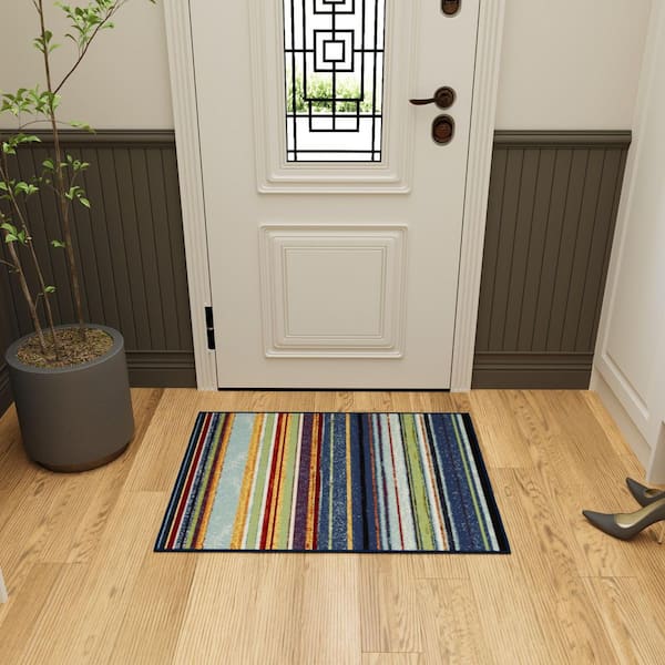 Ottohome Collection Non-Slip Rubberback Striped 2x3 Indoor Entryway Mat, 2 ft. 3 in. x 3 ft., Multicolor