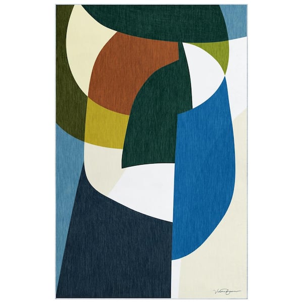 Multi-Colored 5 ft. x 8 ft. Melding forms I Washable Geometric Art Area Rug