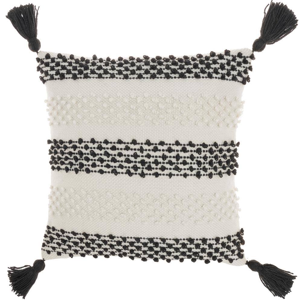UPC 798019000028 product image for Black and White Striped 18 in. x 18 in. Indoor/Outdoor Throw Pillow | upcitemdb.com