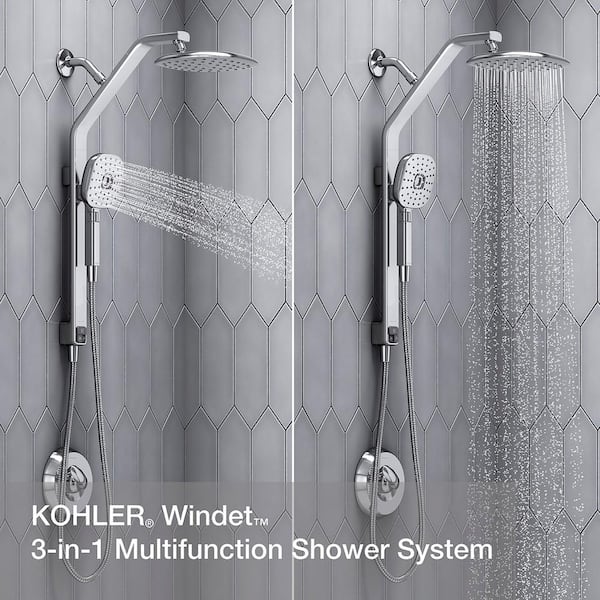 Windet Showering Rail Combo in Polished Chrome