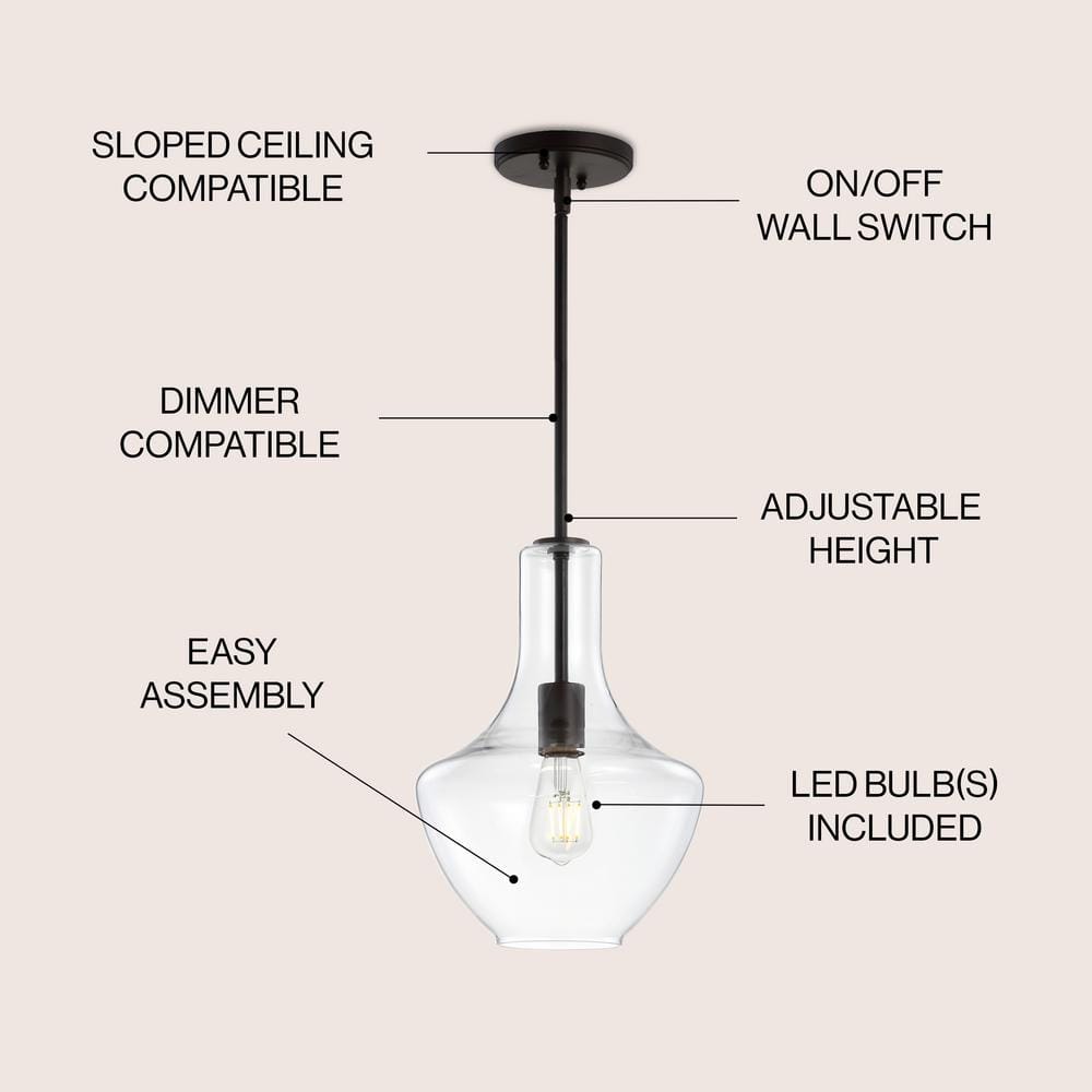 Watts 10.5" Clear Glass and Bronze LED Pendant Light
