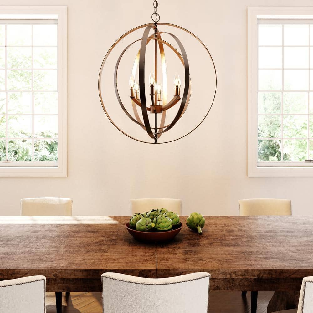 Antique Bronze 6-Light Taper Candle Chandelier