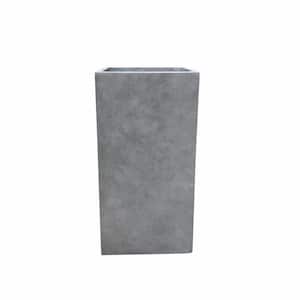 20 in. H Square Natural Concrete/Fiberglass Indoor Outdoor Modern Seamless Tall Planter